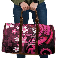 Memorial Breast Cancer Awareness Travel Bag Plumeria Floral Tribal Pattern - Polynesian Pride