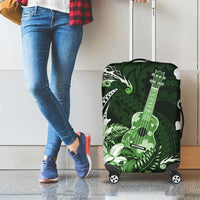Hawaii Ukulele Luggage Cover Polynesian Pattern Mix Hibiscus Green Version