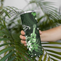 Hawaii Ukulele Skinny Tumbler Polynesian Pattern Mix Hibiscus Green Version