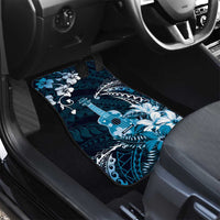 Hawaii Ukulele Car Mats Polynesian Pattern Mix Hibiscus Blue Version