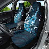 Hawaii Ukulele Car Seat Cover Polynesian Pattern Mix Hibiscus Blue Version