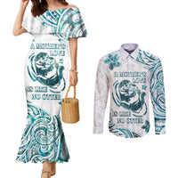 New Zealand Aotearoa Hari Ra Mama Couples Matching Mermaid Dress and Long Sleeve Button Shirt A Mother's Love Is Like No Otter LT05 White - Polynesian Pride