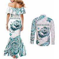 New Zealand Aotearoa Hari Ra Mama Couples Matching Mermaid Dress and Long Sleeve Button Shirt A Mother's Love Is Like No Otter LT05 - Polynesian Pride