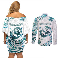 New Zealand Aotearoa Hari Ra Mama Couples Matching Off Shoulder Short Dress and Long Sleeve Button Shirt A Mother's Love Is Like No Otter LT05 - Polynesian Pride