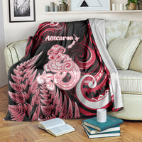 New Zealand Maori Taniwha Blanket Silver Fern Red Version