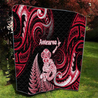 New Zealand Maori Taniwha Quilt Silver Fern Red Version