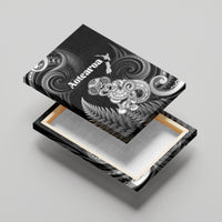 New Zealand Maori Taniwha Canvas Wall Art Silver Fern Black Version