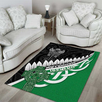 New Zealand And Ireland Rugby Area Rug Silver Fern With Celtic Cross