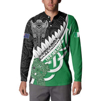 New Zealand And Ireland Rugby Custom Button Sweatshirt Silver Fern With Celtic Cross