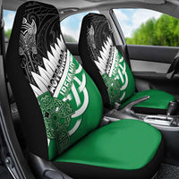 New Zealand And Ireland Rugby Car Seat Cover Silver Fern With Celtic Cross