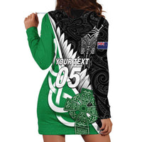 New Zealand And Ireland Rugby Custom Hoodie Dress Silver Fern With Celtic Cross
