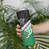 New Zealand And Ireland Rugby Custom Skinny Tumbler Silver Fern With Celtic Cross