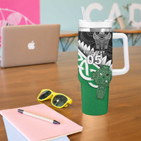 New Zealand And Ireland Rugby Custom Tumbler With Handle Silver Fern With Celtic Cross