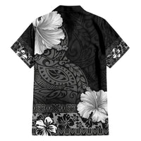 Hawaii Hibiscus With Black Polynesian Pattern Family Matching Long Sleeve Bodycon Dress and Hawaiian Shirt LT05 - Polynesian Pride
