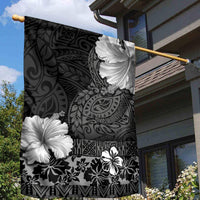 Hawaii Hibiscus With Black Polynesian Pattern Garden Flag