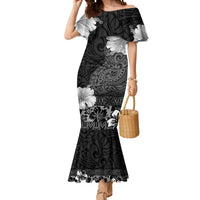 Hawaii Hibiscus With Black Polynesian Pattern Mermaid Dress LT05 Women Black - Polynesian Pride