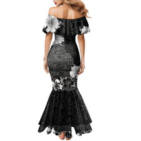 Hawaii Hibiscus With Black Polynesian Pattern Mermaid Dress LT05 - Polynesian Pride