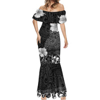 Hawaii Hibiscus With Black Polynesian Pattern Mermaid Dress LT05 - Polynesian Pride