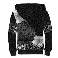 Hawaii Hibiscus With Black Polynesian Pattern Sherpa Hoodie LT05 - Polynesian Pride
