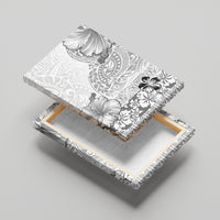 Hawaii Hibiscus With White Polynesian Pattern Canvas Wall Art