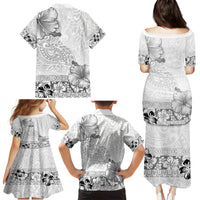 Hawaii Hibiscus With White Polynesian Pattern Family Matching Puletasi and Hawaiian Shirt LT05 - Polynesian Pride