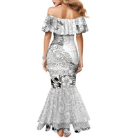 Hawaii Hibiscus With White Polynesian Pattern Mermaid Dress LT05 - Polynesian Pride
