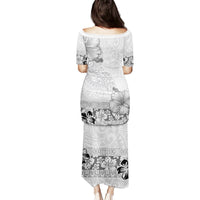 Hawaii Hibiscus With White Polynesian Pattern Puletasi LT05 - Polynesian Pride