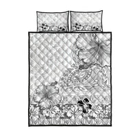 Hawaii Hibiscus With White Polynesian Pattern Quilt Bed Set