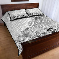 Hawaii Hibiscus With White Polynesian Pattern Quilt Bed Set