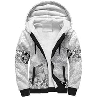 Hawaii Hibiscus With White Polynesian Pattern Sherpa Hoodie LT05 Unisex White - Polynesian Pride