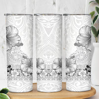 Hawaii Hibiscus With White Polynesian Pattern Skinny Tumbler