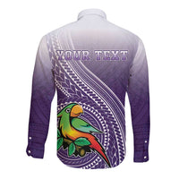 Personalized Manua High School Long Sleeve Button Shirt Polynesian Tribal Pattern