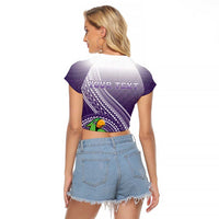 Personalized Manua High School Raglan Cropped T Shirt Polynesian Tribal Pattern