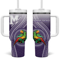Personalized Manua High School Tumbler With Handle Polynesian Tribal Pattern