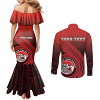 Personalized Fagaitua High School Couples Matching Mermaid Dress and Long Sleeve Button Shirt Polynesian Tribal Pattern