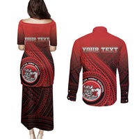 Personalized Fagaitua High School Couples Matching Puletasi and Long Sleeve Button Shirt Polynesian Tribal Pattern