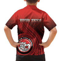 Personalized Fagaitua High School Family Matching Off The Shoulder Long Sleeve Dress and Hawaiian Shirt Polynesian Tribal Pattern