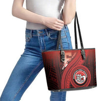 Fagaitua High School Leather Tote Bag Polynesian Tribal Pattern