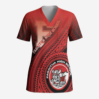 Personalized Fagaitua High School Scrub Top Polynesian Tribal Pattern - Polynesian Pride