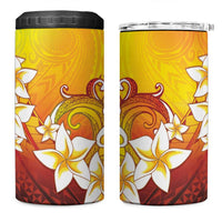 Tahiti Heiva Festival 4 in 1 Can Cooler Tumbler Tahitian Vahine Plumeria Flowers