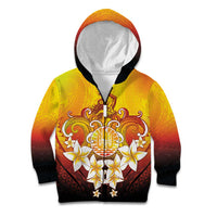 Tahiti Heiva Festival Kid Hoodie Tahitian Vahine Plumeria Flowers