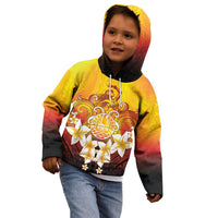 Tahiti Heiva Festival Kid Hoodie Tahitian Vahine Plumeria Flowers