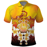 Tahiti Heiva Festival Polo Shirt Tahitian Vahine Plumeria Flowers LT05 Yellow - Polynesian Pride