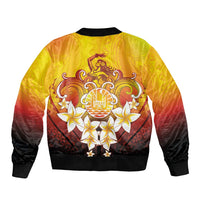 Tahiti Heiva Festival Sleeve Zip Bomber Jacket Tahitian Vahine Plumeria Flowers LT05 - Polynesian Pride