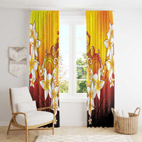 Tahiti Heiva Festival Window Curtain Tahitian Vahine Plumeria Flowers