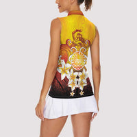 Tahiti Heiva Festival Women Sleeveless Polo Shirt Tahitian Vahine Plumeria Flowers LT05 - Polynesian Pride