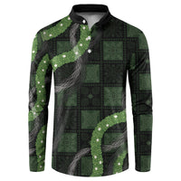 Hawaiian Quilt Button Sweatshirt Pele Hair Hinahina Lei Black Version