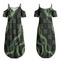 Hawaiian Quilt Couples Matching Summer Maxi Dress and Hawaiian Shirt Pele Hair Hinahina Lei Black Version LT05 - Polynesian Pride