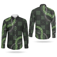 Hawaiian Quilt Couples Matching Tank Maxi Dress and Long Sleeve Button Shirt Pele Hair Hinahina Lei Black Version LT05 - Polynesian Pride