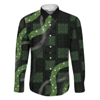 Hawaiian Quilt Family Matching Long Sleeve Bodycon Dress and Hawaiian Shirt Pele Hair Hinahina Lei Black Version LT05 Daughter's Dress Black - Polynesian Pride